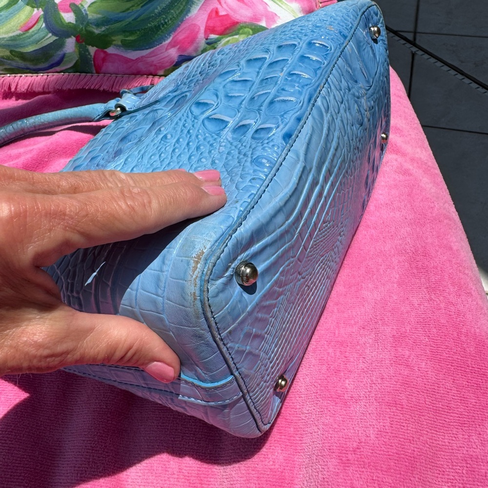 💙Brahmin Blue Crocodile-Embossed Leather Satchel💙 - Picture 11 of 15